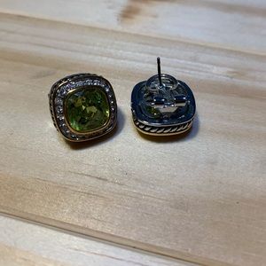 Like green stone earrings w/ gold & silver accents